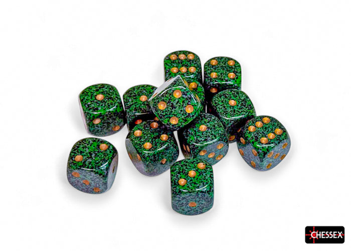 CHESSEX: SPECKLED 16MM D6 GOLDEN RECON DICE BLOCK (12 DICE)