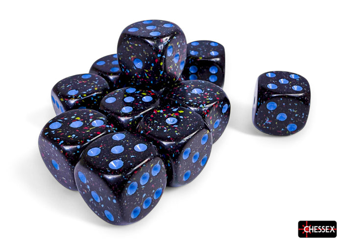 CHESSEX: SPECKLED 16MM D6 BLUE STARS DICE BLOCK (12 DICE)