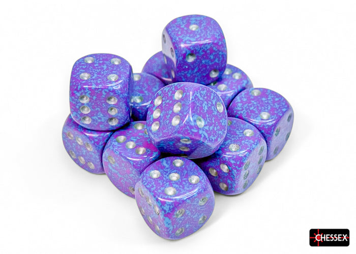 CHESSEX: SPECKLED 16MM D6 SILVER TETRA DICE BLOCK (12 DICE)