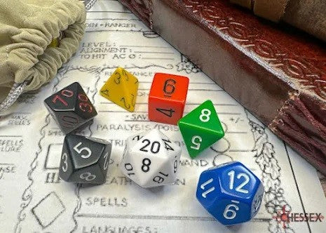 CHESSEX: NOSTALGIA OPAQUE GM AND BEGINNER PLAYER POLYHEDRAL 7-DICE SET