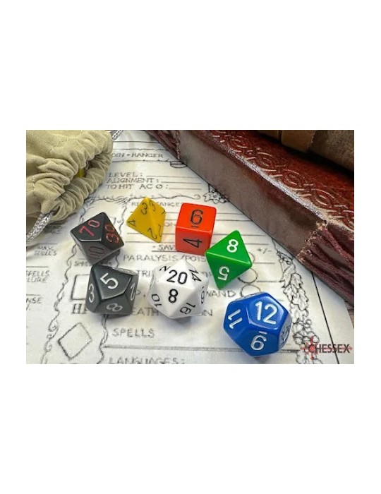 CHESSEX: NOSTALGIA OPAQUE GM AND BEGINNER PLAYER POLYHEDRAL 7-DICE SET