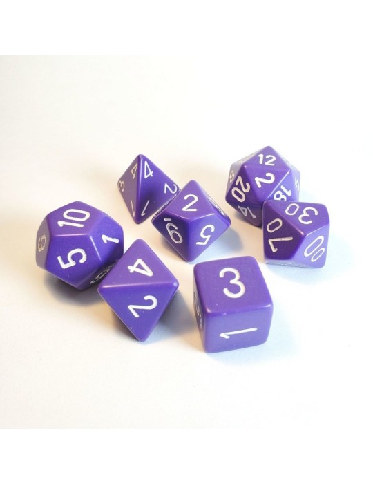 CHESSEX: OPAQUE PURPLE/WHITE POLYHEDRAL 7-DICE SET