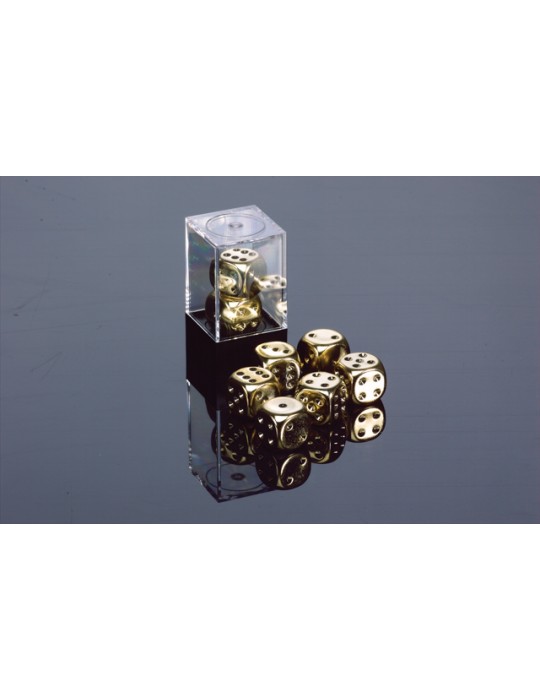 CHESSEX: GOLDPLATED METALLIC 16MM D6 PAIR