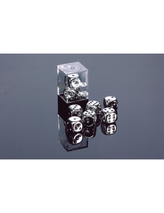 CHESSEX: SILVERPLATED METALLIC 16MM D6 PAIR