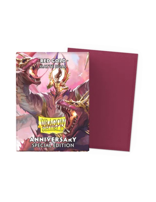 DRAGON SHIELD CARD SLEEVES STANDARD MATTE DUAL RED/GOLD 100