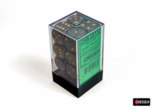 CHESSEX: SPECKLED 16MM D6 GOLDEN RECON DICE BLOCK (12 DICE)