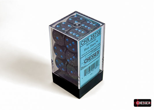CHESSEX: SPECKLED 16MM D6 BLUE STARS DICE BLOCK (12 DICE)