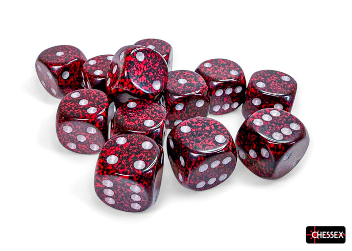 CHESSEX: SPECKLED 16MM D6 SILVER VOLCANO DICE BLOCK (12 DICE)