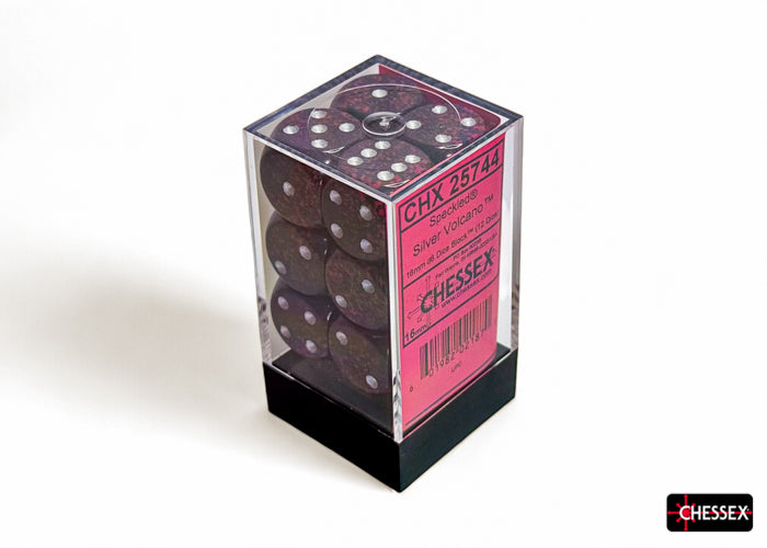 CHESSEX: SPECKLED 16MM D6 SILVER VOLCANO DICE BLOCK (12 DICE)