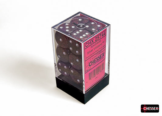 CHESSEX: SPECKLED 16MM D6 SILVER VOLCANO DICE BLOCK (12 DICE)