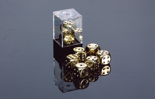 CHESSEX: GOLDPLATED METALLIC 16MM D6 PAIR