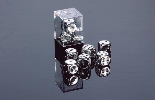 CHESSEX: SILVERPLATED METALLIC 16MM D6 PAIR