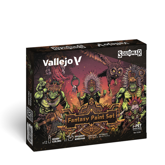 SQUIDMAR VALLEJO FANTASY PAINT SET (12 GAME COLORS + FIGURE)