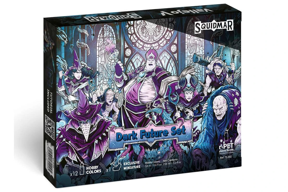 SQUIDMAR VALLEJO DARK FUTURE PAINT SET (12 GAME COLORS + FIGURE)