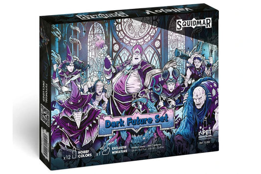 SQUIDMAR VALLEJO DARK FUTURE PAINT SET (12 GAME COLORS + FIGURE)