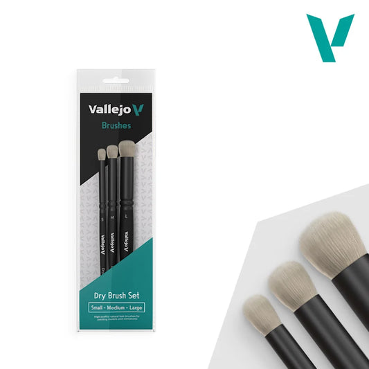 VALLEJO: DRYBRUSH SET ROUND NATURAL HAIR 3PCS (S/M/L)